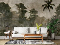 Aged Tropical Forest Silhouette Wall Mural