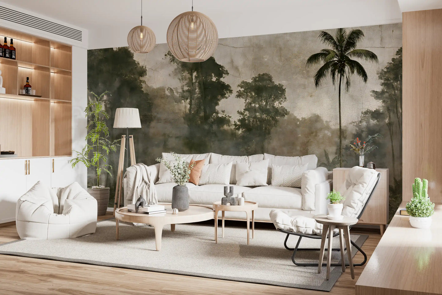 Aged Tropical Forest Silhouette Wall Mural
