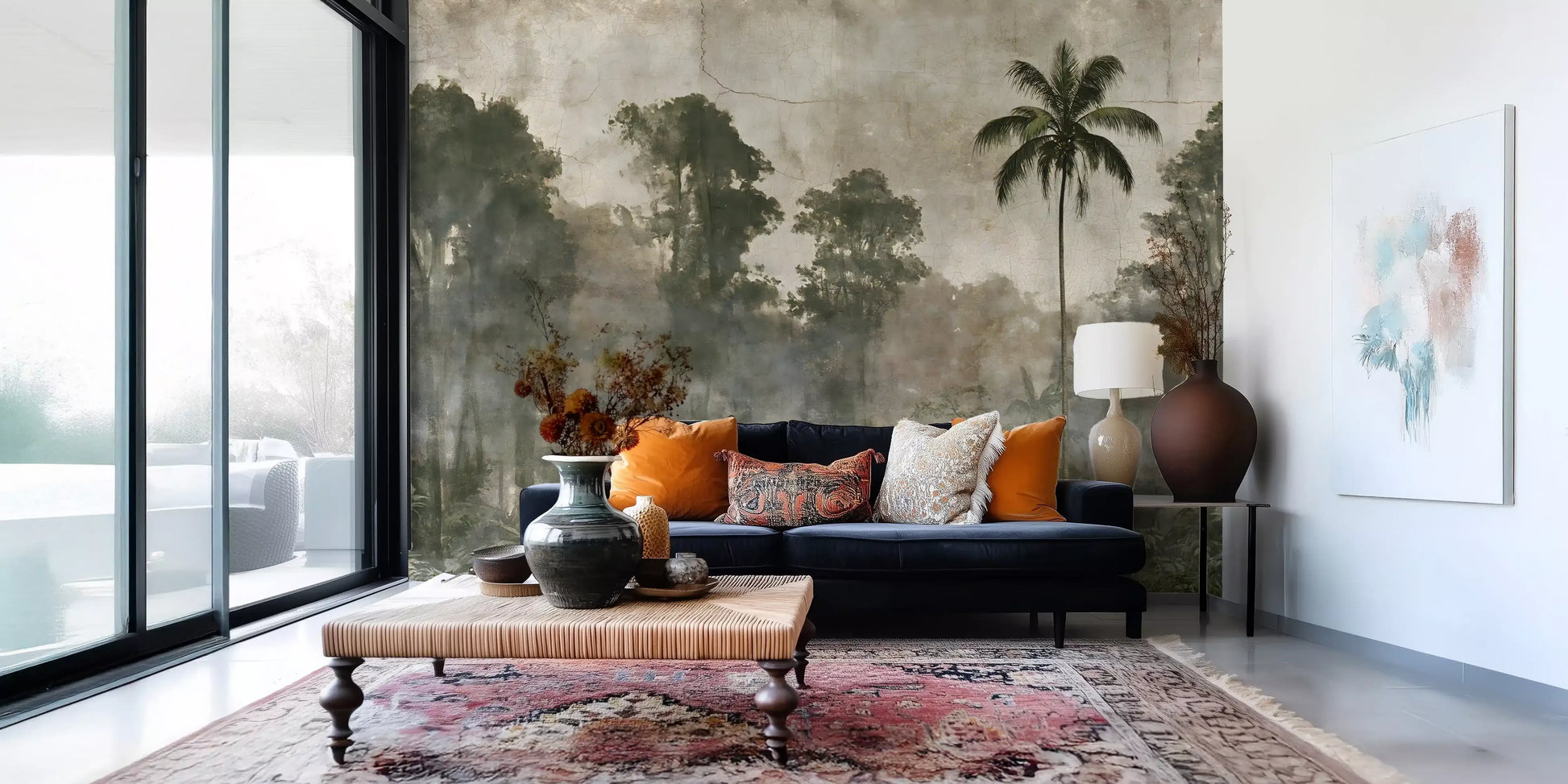 Aged Tropical Forest Silhouette Wall Mural