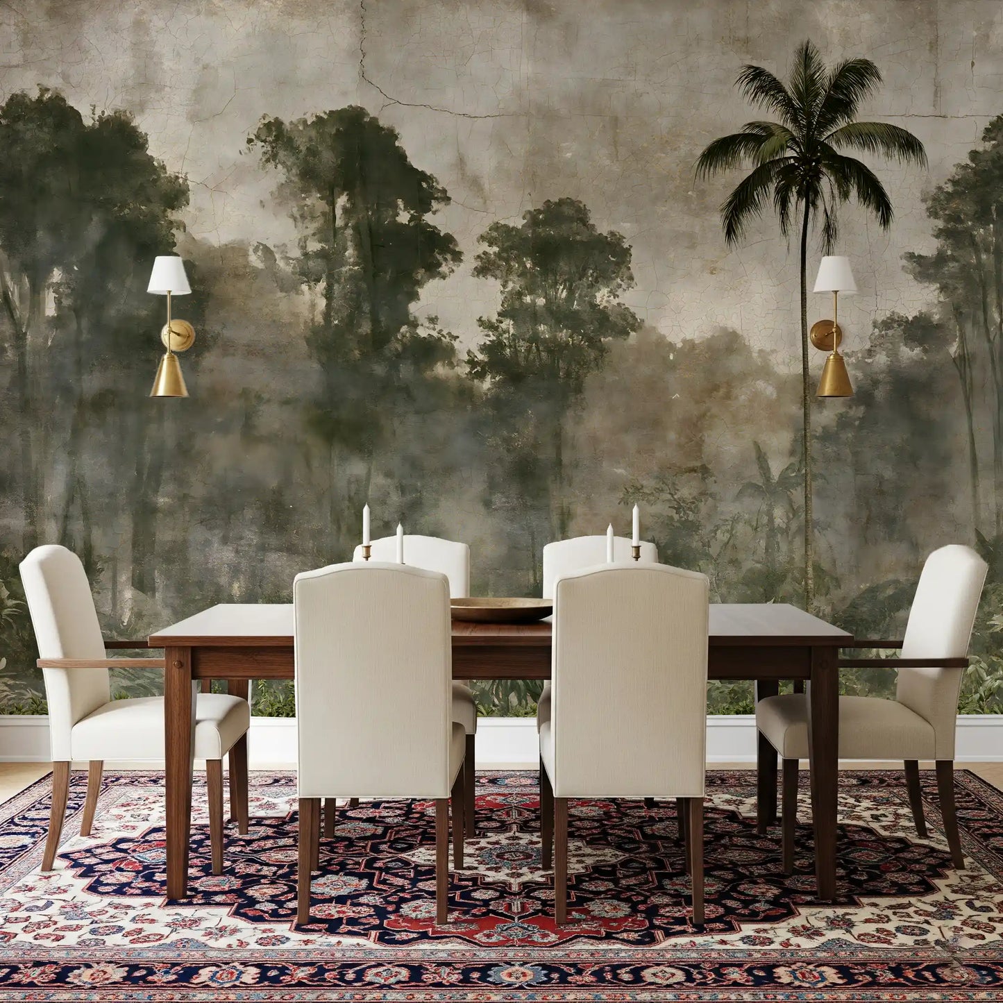 Aged Tropical Forest Silhouette Wall Mural