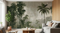 Vintage Palm Forest Distressed Canvas Wall Mural