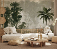Vintage Palm Forest Distressed Canvas Wall Mural