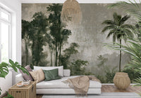 Vintage Palm Forest Distressed Canvas Wall Mural