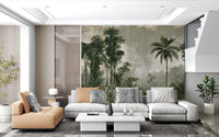 Vintage Palm Forest Distressed Canvas Wall Mural