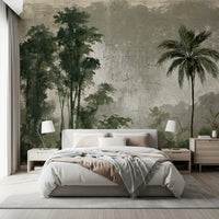 Vintage Palm Forest Distressed Canvas Wall Mural