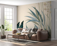 Modern Alocasia and Heliconia Flourish Wall Mural