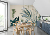 Modern Alocasia and Heliconia Flourish Wall Mural