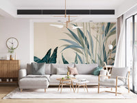 Modern Alocasia and Heliconia Flourish Wall Mural