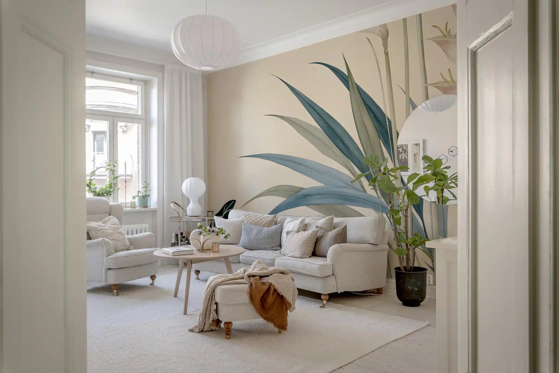Modern Alocasia and Heliconia Flourish Wall Mural