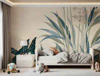 Modern Alocasia and Heliconia Flourish Wall Mural