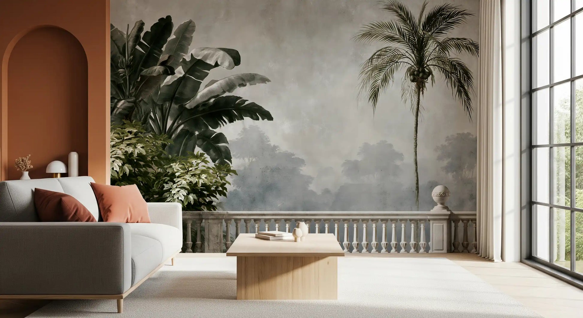Classical Balcony Garden View Wall Mural