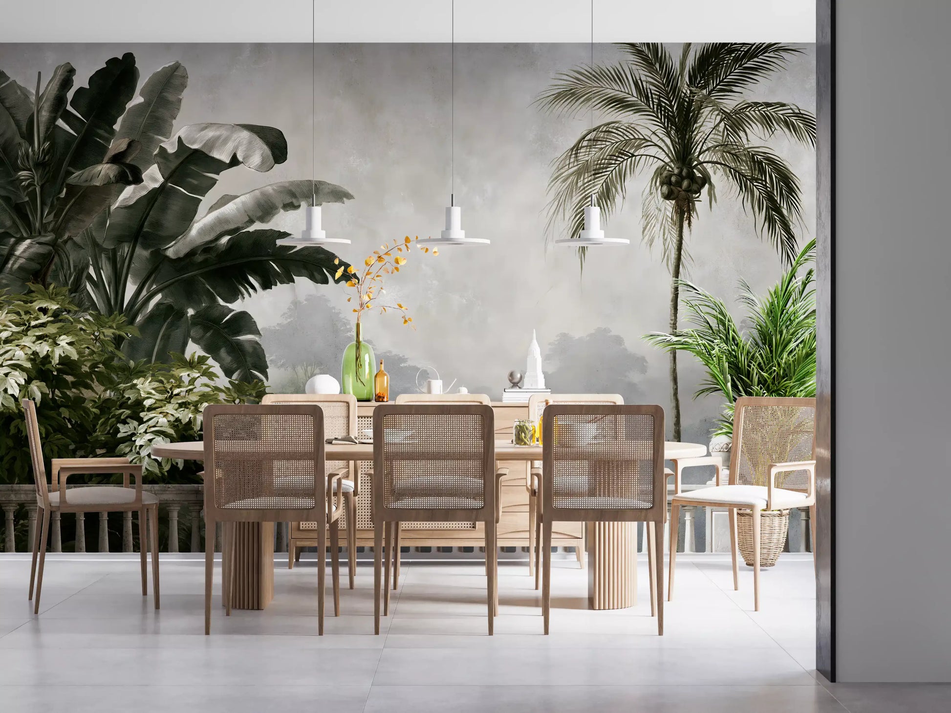 Classical Balcony Garden View Wall Mural