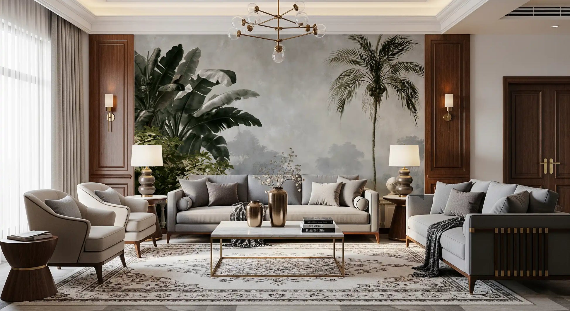 Classical Balcony Garden View Wall Mural