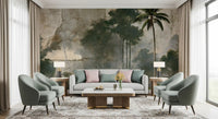 Misty Palm Forest Plaster Effect Wall Mural