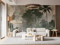 Misty Palm Forest Plaster Effect Wall Mural