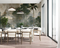 Misty Palm Forest Plaster Effect Wall Mural