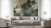 Misty Palm Forest Plaster Effect Wall Mural