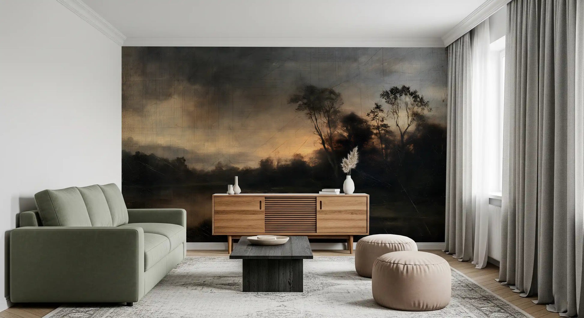 Aged Dusk Over the Water Wall Mural