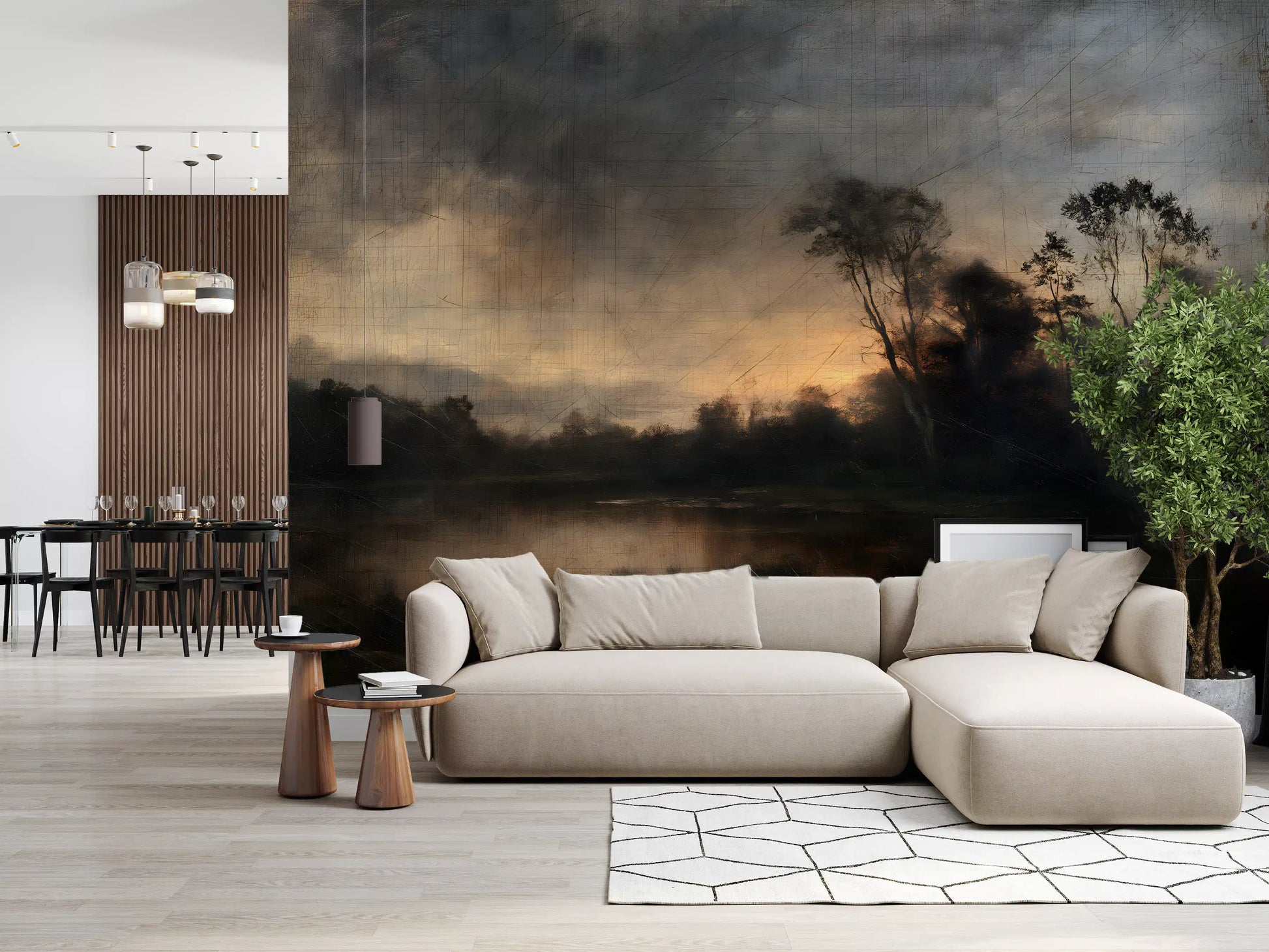 Aged Dusk Over the Water Wall Mural