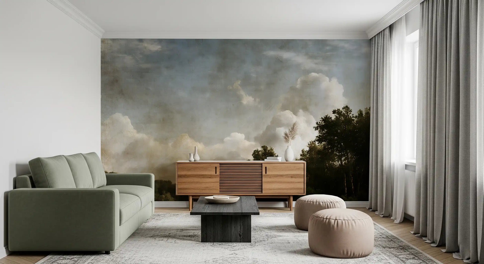 Moody Impressionist Horizon Vista Wall Mural