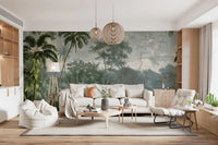 Aged Botanical Riverside Scene Wall Mural