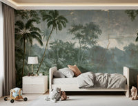 Aged Botanical Riverside Scene Wall Mural