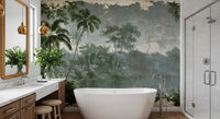Aged Botanical Riverside Scene Wall Mural
