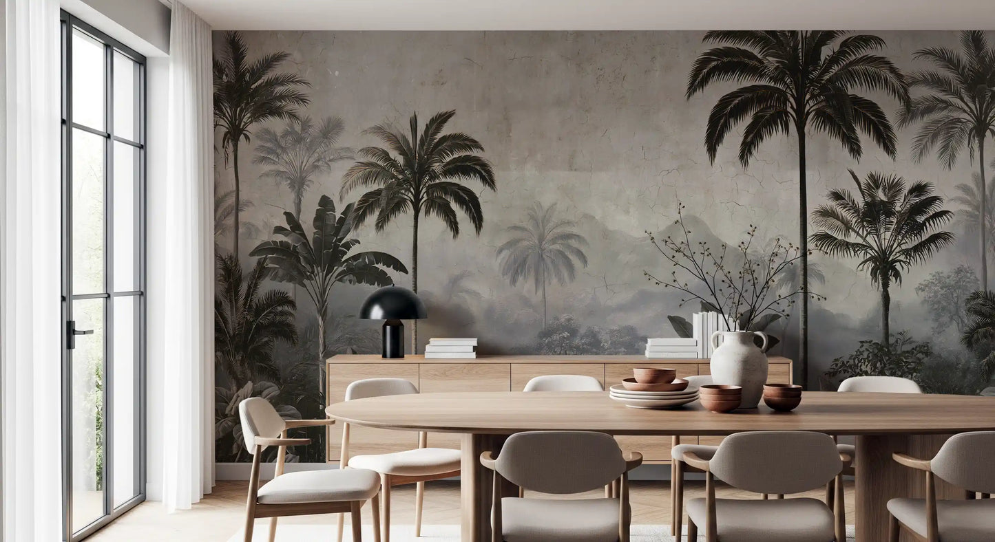 Vintage Palm Grove Mist Wall Mural