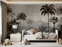 Vintage Palm Grove Mist Wall Mural