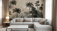Monochrome Tropical Expedition Wall Mural