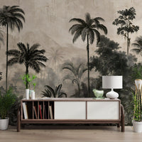 Monochrome Tropical Expedition Wall Mural