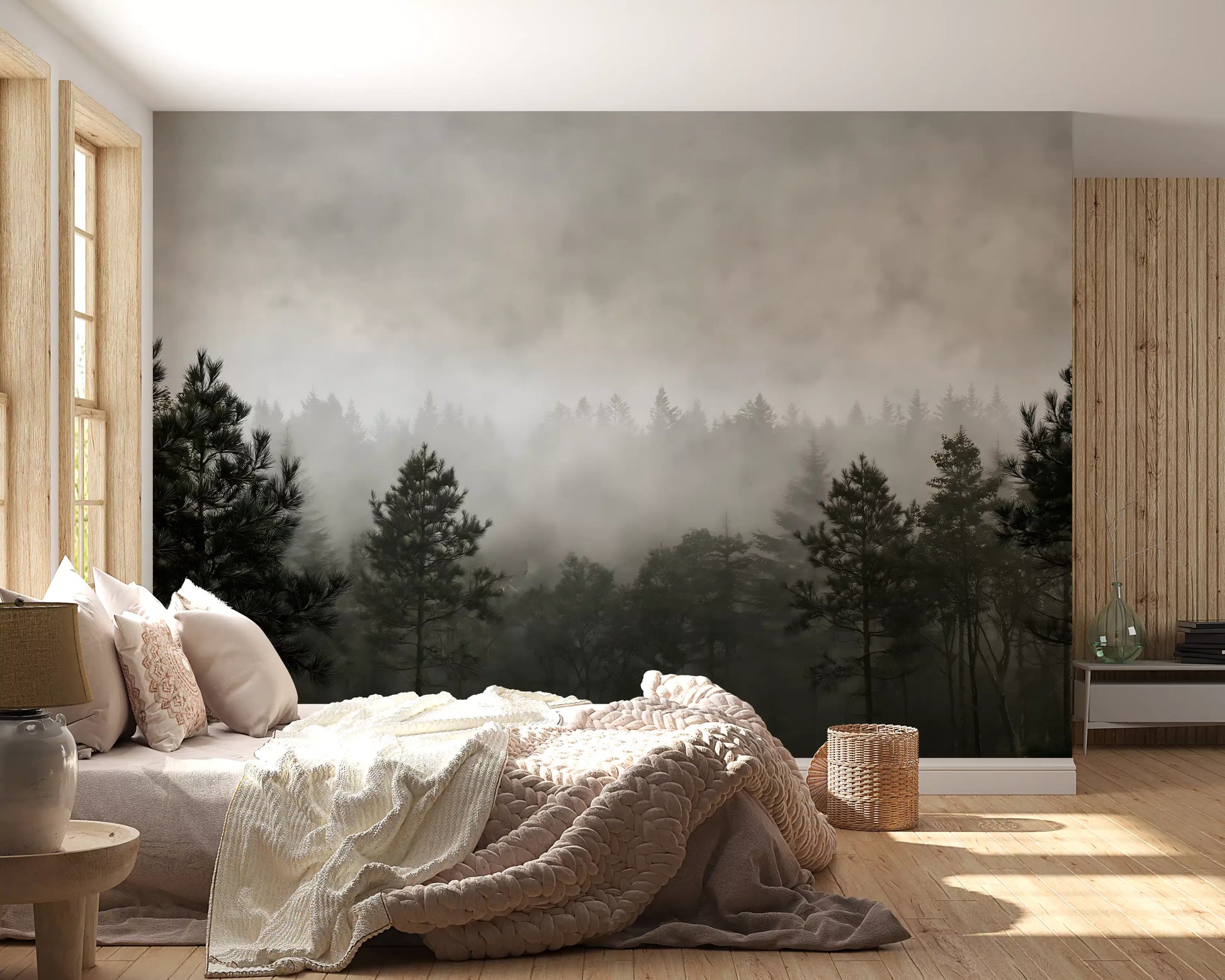 Sylvan Mist Monochrome Scene Wall Mural