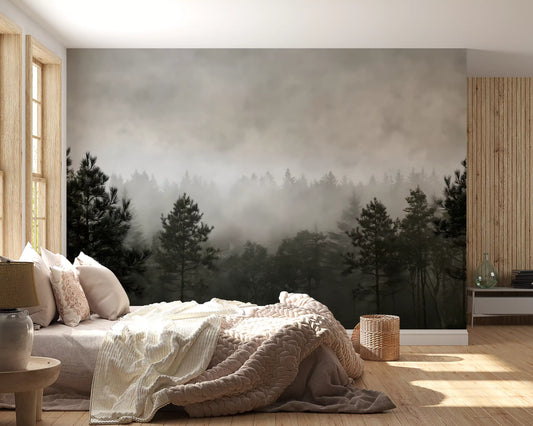 Sylvan Mist Monochrome Scene Wall Mural
