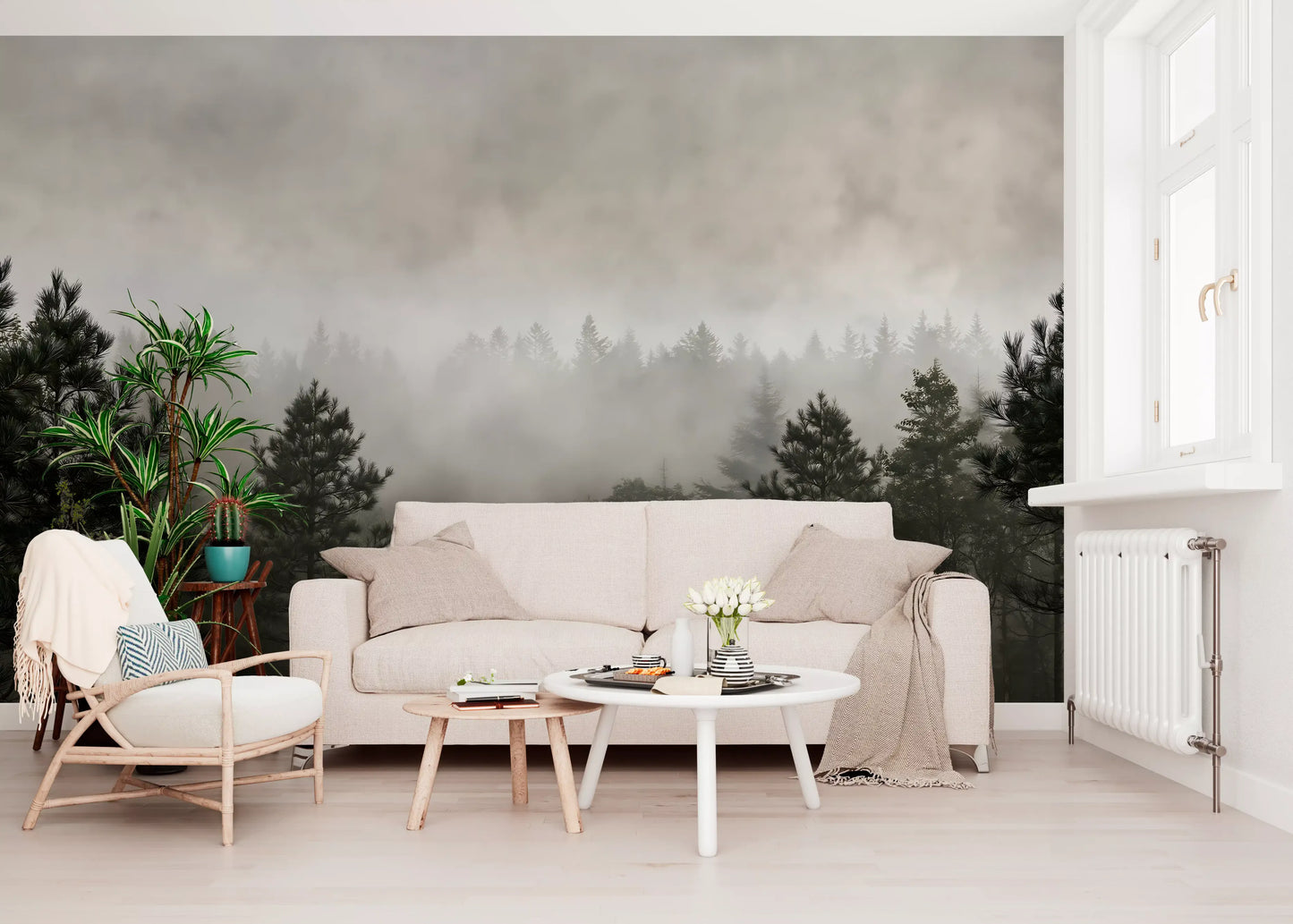 Sylvan Mist Monochrome Scene Wall Mural