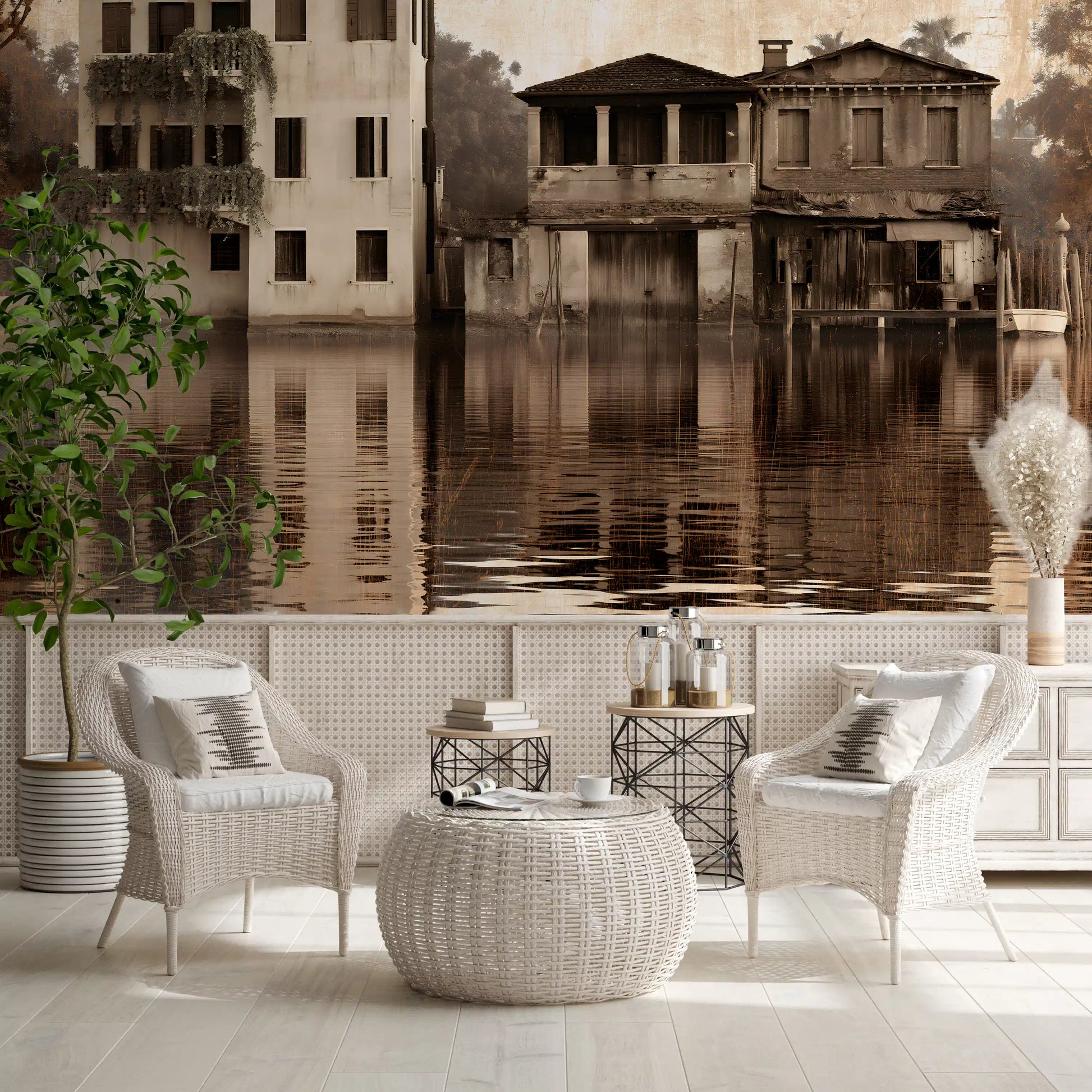 Venetian Riverside Reflection Wall Mural
