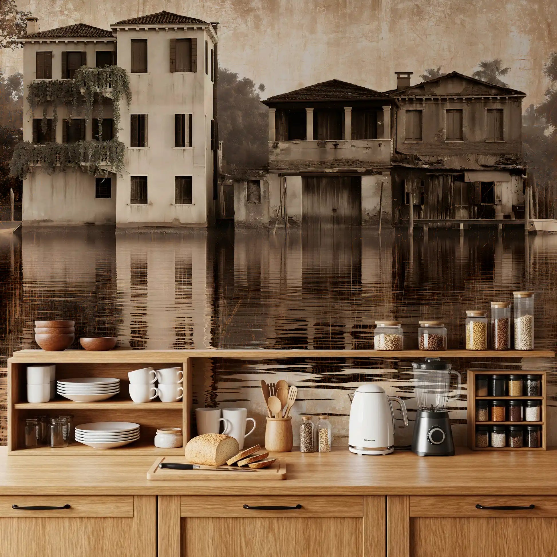 Venetian Riverside Reflection Wall Mural