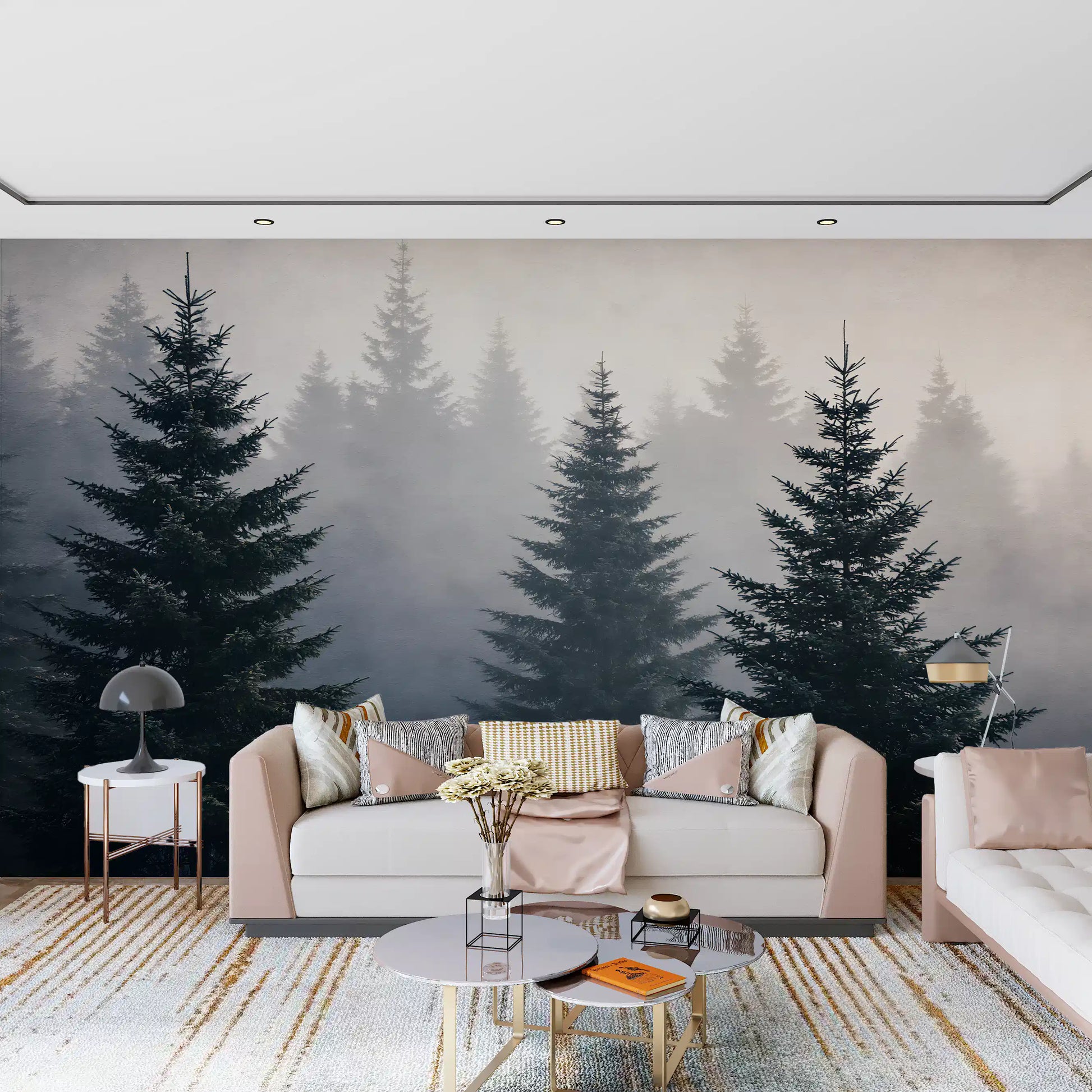 Winter Woodland Mist Study Wall Mural