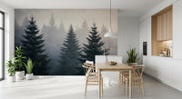 Winter Woodland Mist Study Wall Mural