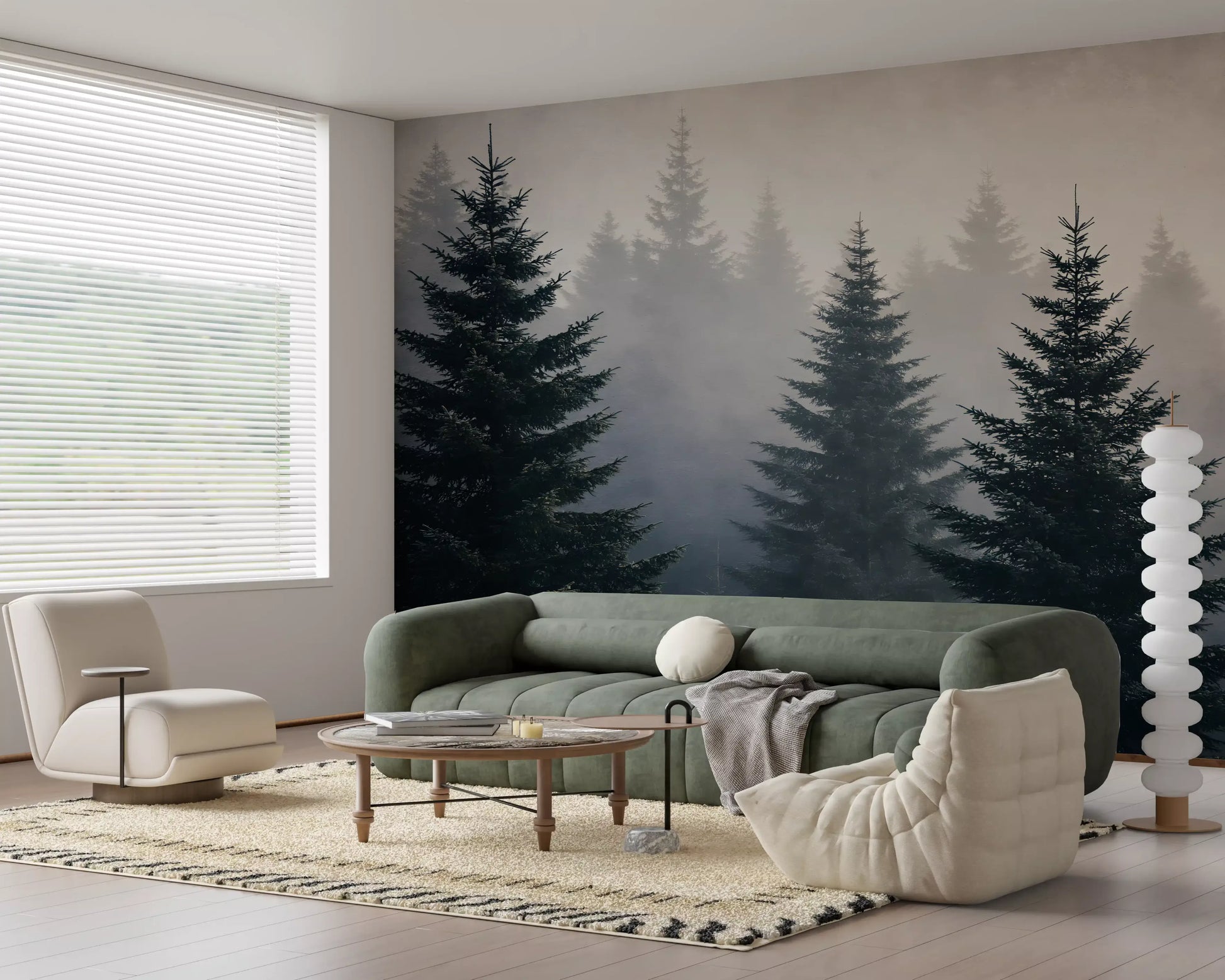 Winter Woodland Mist Study Wall Mural