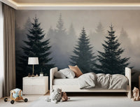 Winter Woodland Mist Study Wall Mural
