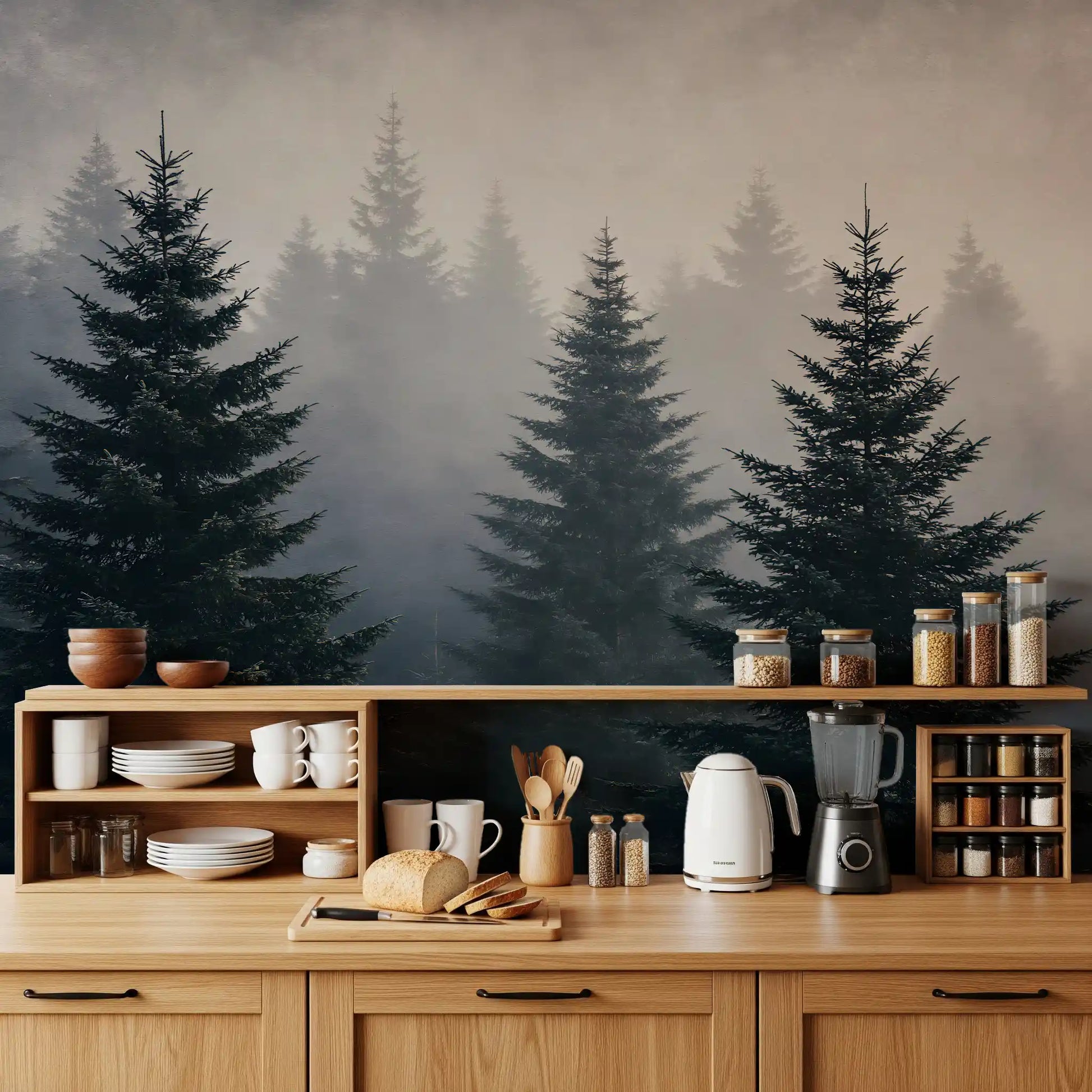 Winter Woodland Mist Study Wall Mural