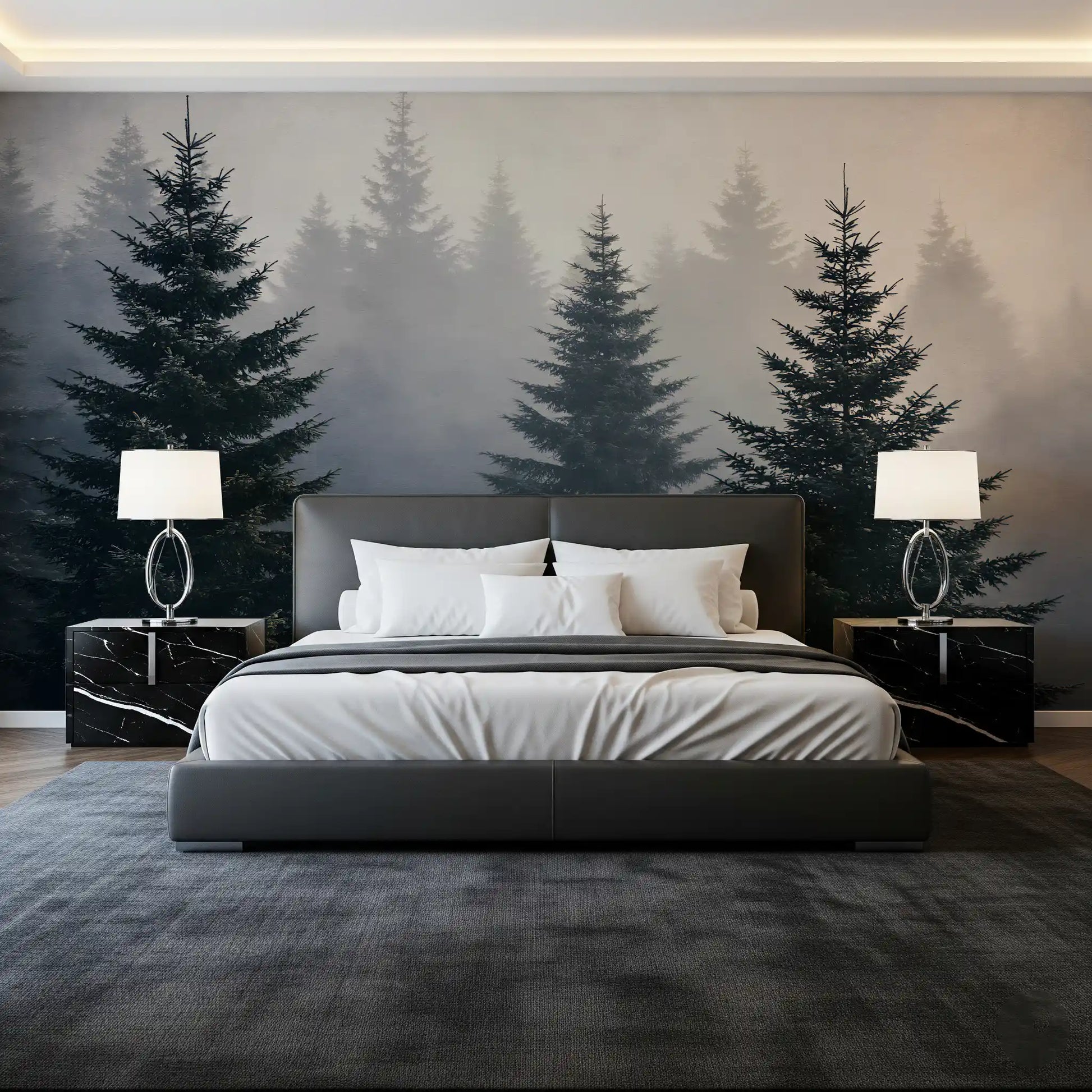 Winter Woodland Mist Study Wall Mural