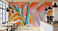 Vibrant Abstract Botanical Foliage Wall Mural