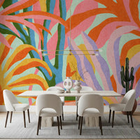 Vibrant Abstract Botanical Foliage Wall Mural