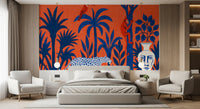 Vibrant Jungle Leopard and Tropical Wildlife Scene Wall Mural