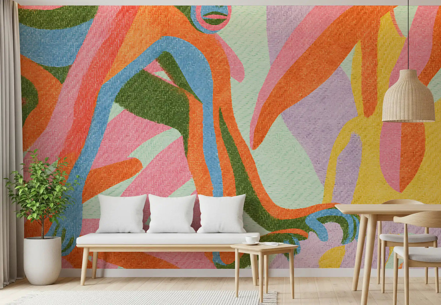 Abstract Tropical Primate Scene Wall Mural
