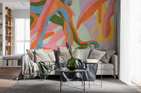 Abstract Tropical Primate Scene Wall Mural