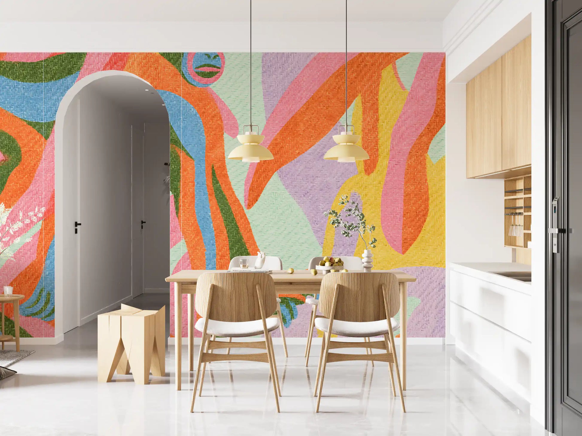 Abstract Tropical Primate Scene Wall Mural