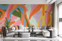 Abstract Tropical Primate Scene Wall Mural