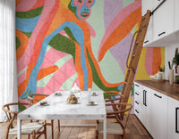 Abstract Tropical Primate Scene Wall Mural
